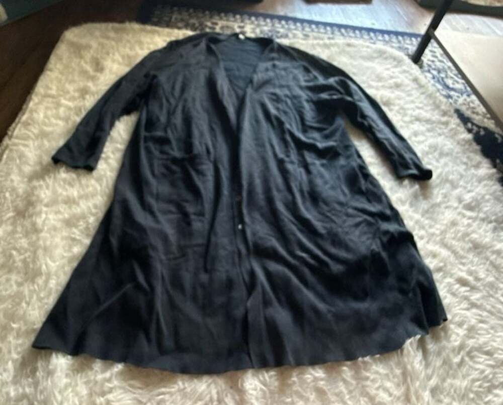 J.Jill Women's Navy Blue 100% Cotton
Button Front Long Sleeve Cardigan Tunic, Si
